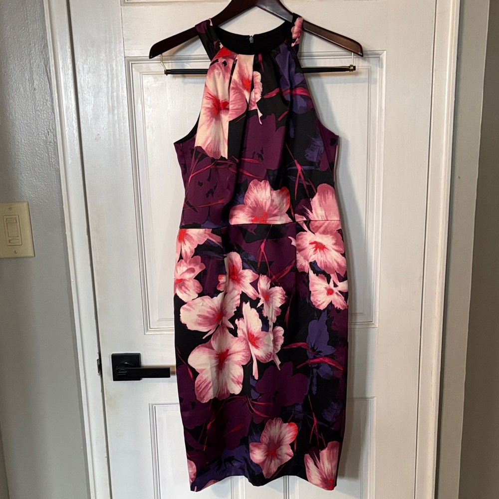 dressbarn Floral Halter Midi Dress - Pink and Purple